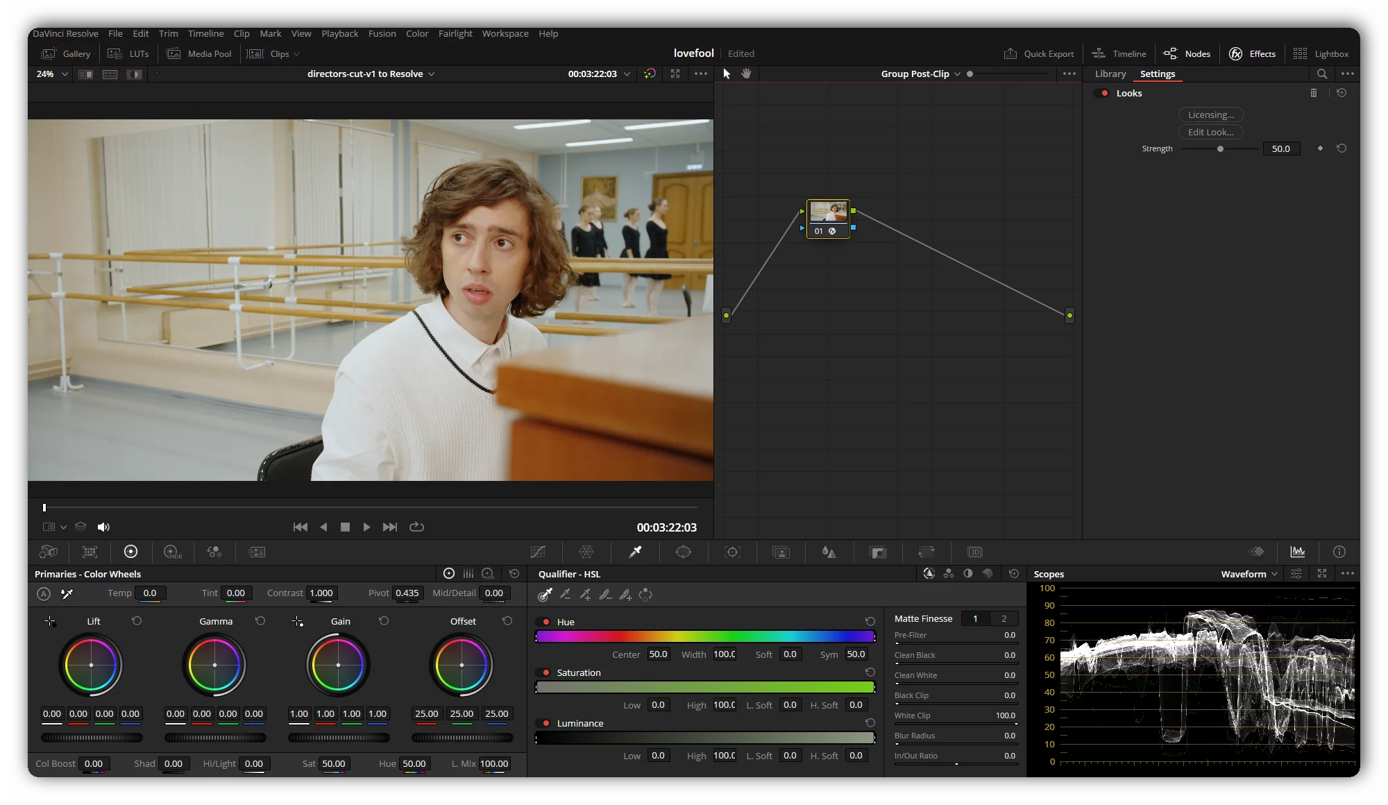 lovefool color grade davinci resolve