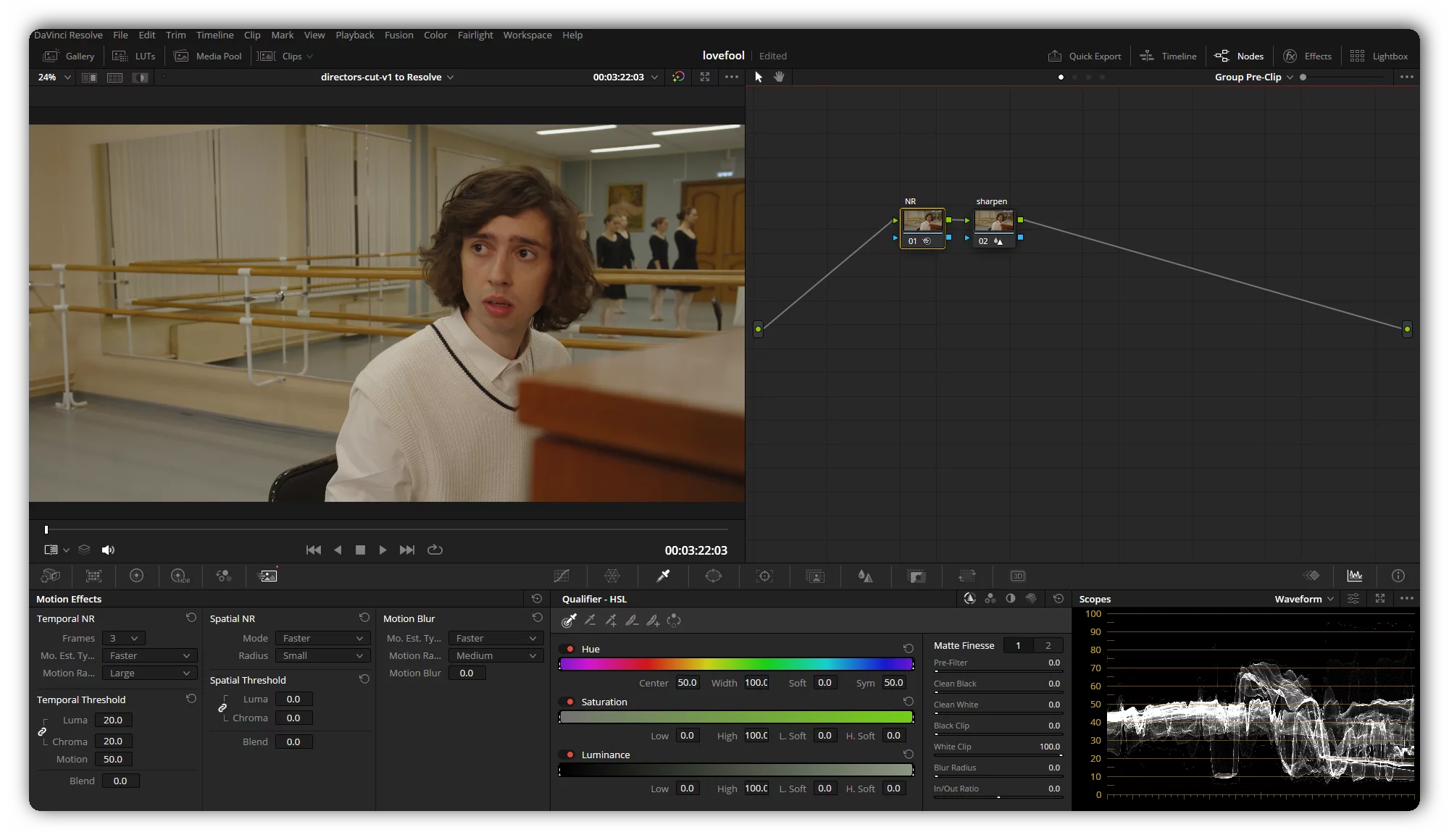 lovefool noise reduction davinci resolve